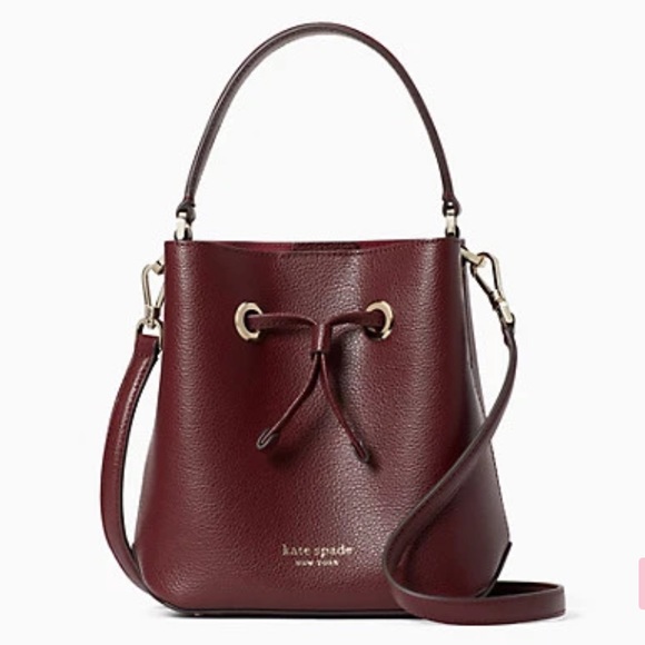 Kate spade small bucket leather bag cherrywood crossbody - Picture 2 of 6